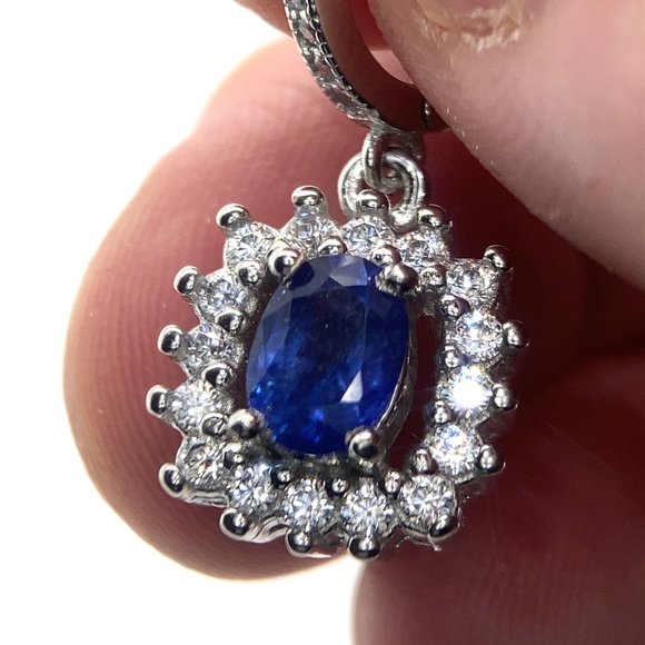 Blue Sapphire 2.35ct Platinum Finish Solid 925 Sterling Silver Earrings - Picture 7 of 8